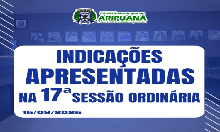 Indicações Apresentadas na Sessão Ordinária do dia 15/09/2025